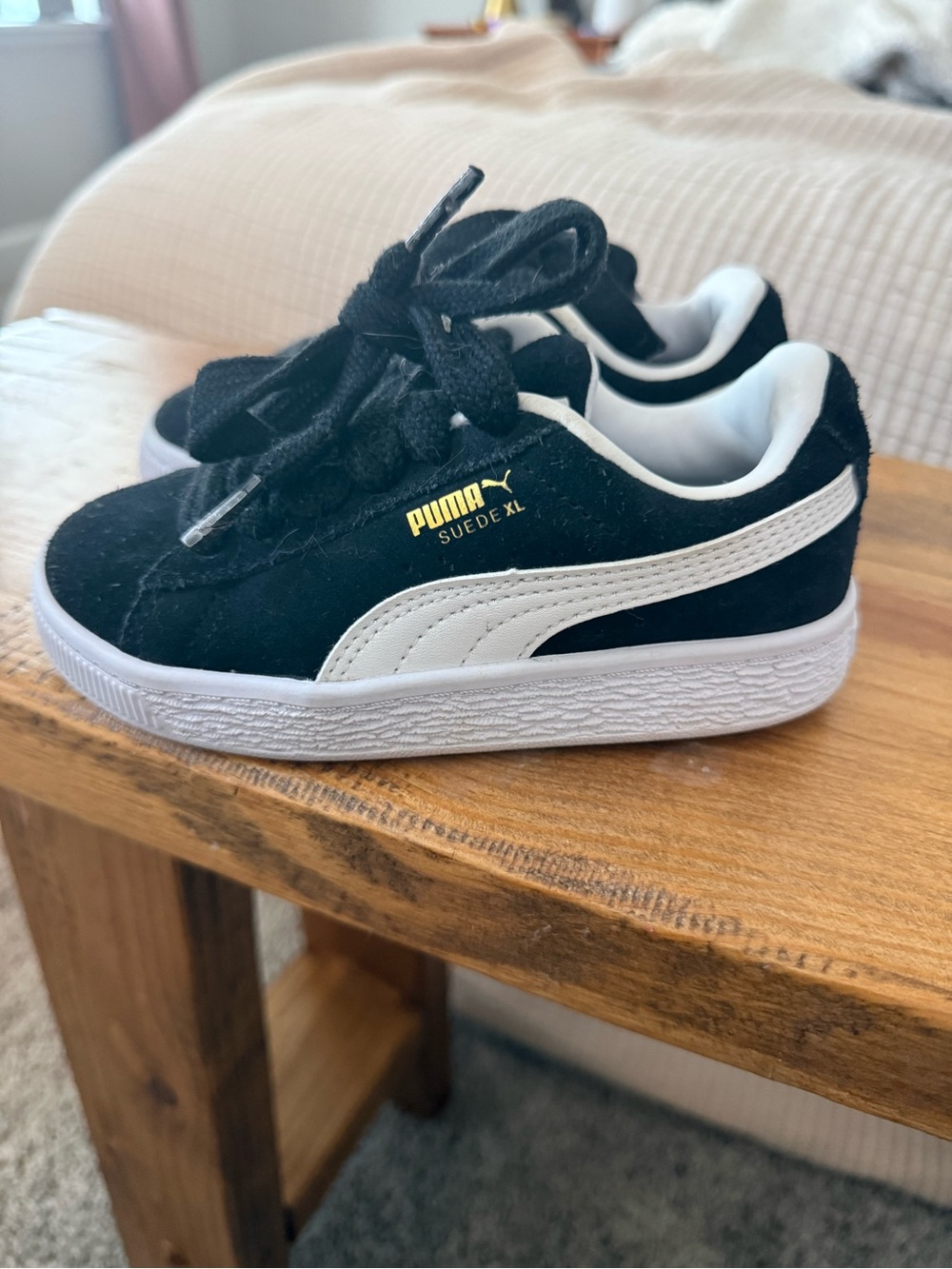 Puma Kids Suede XL Black with White Formstrip Sneakers